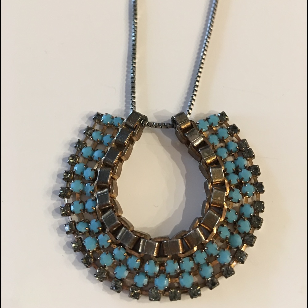 Vintage Blue Rhinestone Necklace